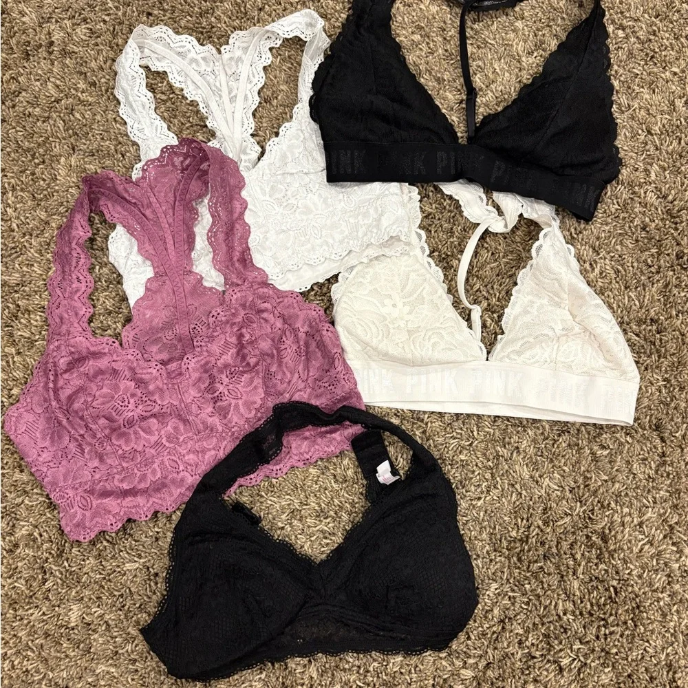 Lace Bralette Set - Black, White, Pink - Picture 1 of 3